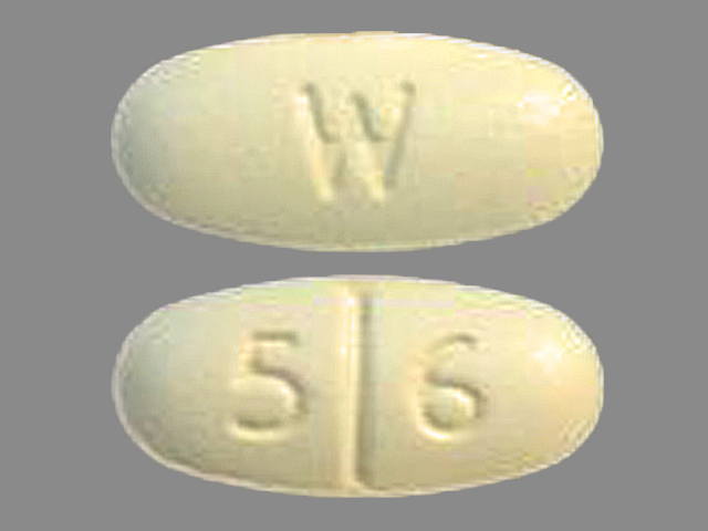 Yellow Oval pill with imprint 5;6;W — Sertraline hydrochloride Sertraline hydrochloride 100 mg; (view 2)