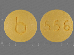 Yellow Round pill with imprint b;556 — {7 (ethinyl estradiol/84 (ethinyl estradiol/levonorgestrel 0.01 mg/0.02 mg/0.1 mg (view 4)