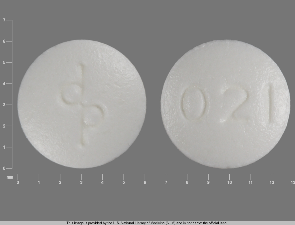White Round pill with imprint dp;021 — Mircette Desogestrel 0.15 mg;ethinyl estradiol 0.02 mg; (view 2)