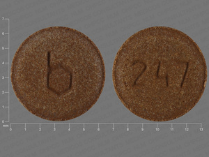 Brown Round pill with imprint b;247 — {21 (ethinyl estradiol/norethindrone acetate/7 (ferrous fumarate 0.02 mg/1 mg/75 mg (view 8)