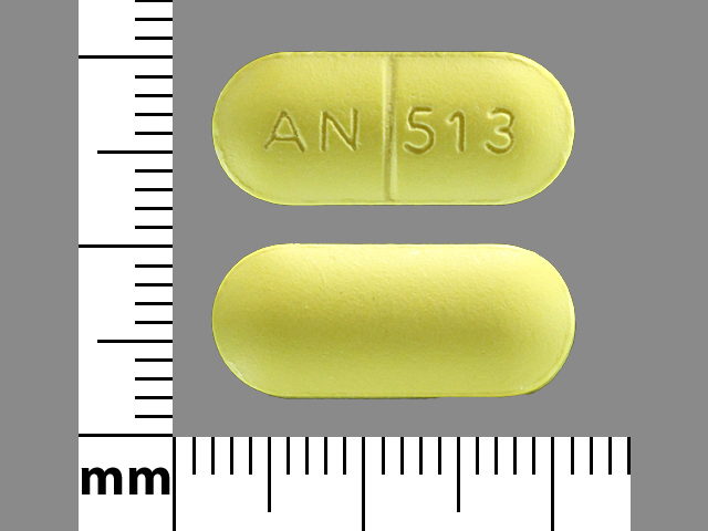 Yellow Capsule pill with imprint AN;513 — Salsalate Salsalate 750 mg; (view 3)