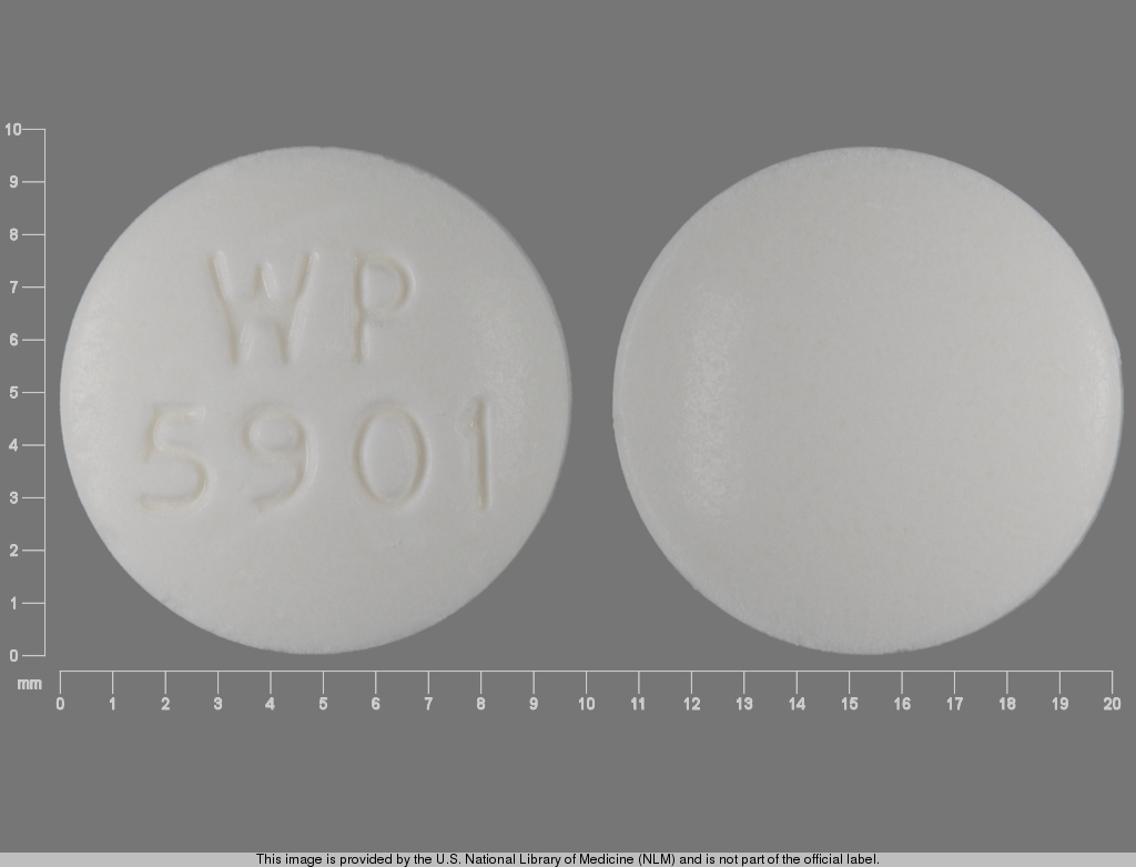 White Round pill with imprint WP;5901 — Carisoprodol 250 mg (view 2)