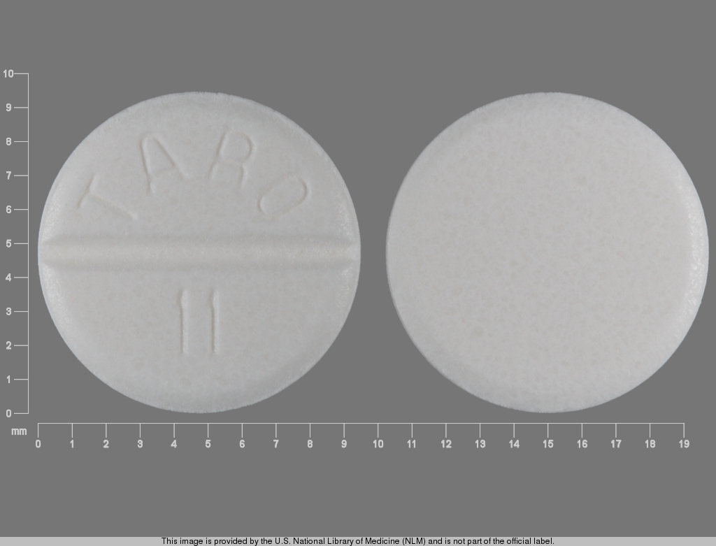 White Round pill with imprint TARO;11 — Carbamazepine Carbamazepine 200 mg; (view 3)