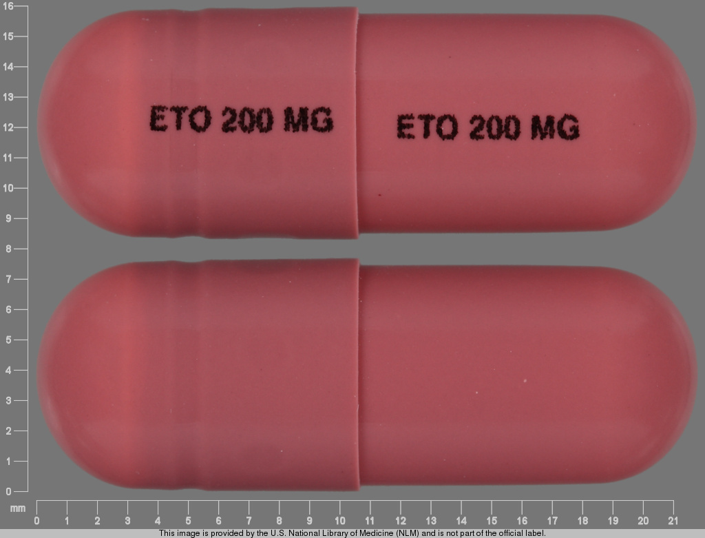 Pink Capsule pill with imprint ETO;200;MG — Etodolac Etodolac 200 mg; (view 3)