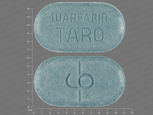 Turquoise Oval pill with imprint 6;WARFARIN;TARO — Warfarin sodium Warfarin sodium 6 mg; (view 4)