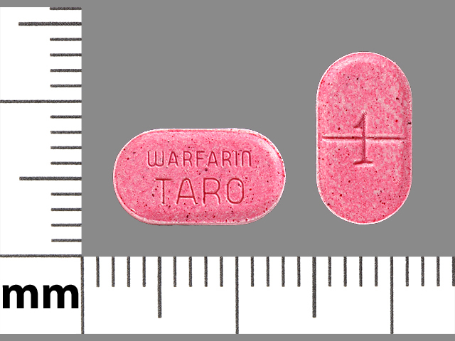 Pink Oval pill with imprint 1;WARFARIN;TARO — Warfarin sodium Warfarin sodium 1 mg; (view 2)
