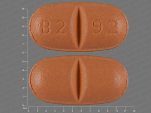 Brown Oval pill with imprint B2;92 — Oxcarbazepine Oxcarbazepine 150 mg; (view 2)