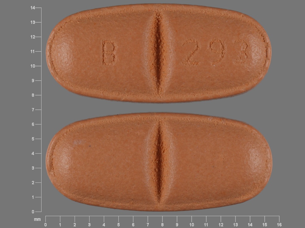 Brown Oval pill with imprint B;293 — Oxcarbazepine 300 mg (view 2)