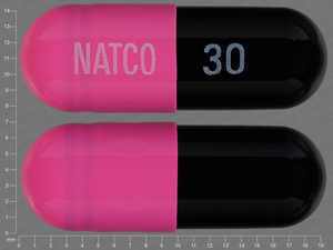 Blue;pink Capsule pill with imprint NATCO;30 — Lansoprazole Lansoprazole 30 mg; (view 2)