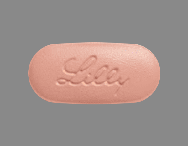 Pink Oval (modified oval) pill with imprint G4;Lilly — Foundayo 9 mg (view 2)