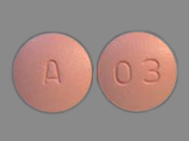 Pink Round pill with imprint A;03 — Simvastatin Simvastatin 40 mg; (view 3)