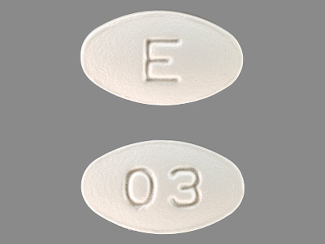 White Oval pill with imprint E;03 — Carvedilol Carvedilol 12.5 mg; (view 2)
