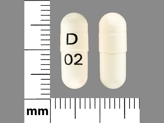White Capsule pill with imprint D;02 — Gabapentin Gabapentin 100 mg; (view 3)