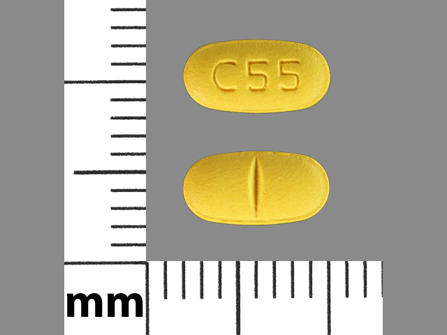 Yellow Capsule pill with imprint C;55 — Paroxetine Paroxetine hydrochloride hemihydrate 10 mg; (view 3)