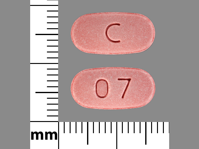 Pink Capsule pill with imprint C;07 — Fluconazole Fluconazole 200 mg; (view 2)