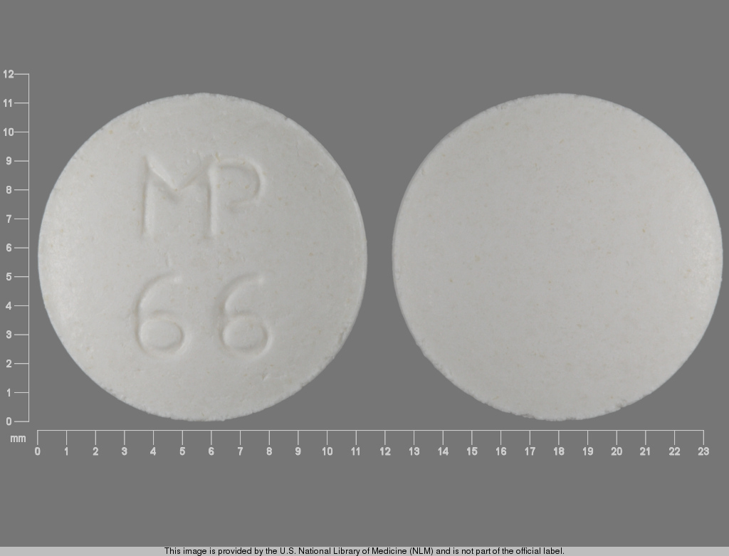 White Round pill with imprint MP;66 — Quinidine gluconate Quinidine gluconate 324 mg; (view 3)
