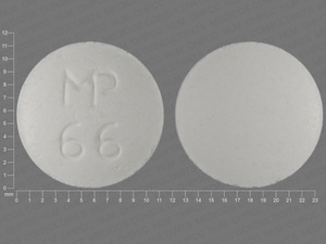 White Round pill with imprint MP;66 — Quinidine gluconate Quinidine gluconate 324 mg; (view 4)