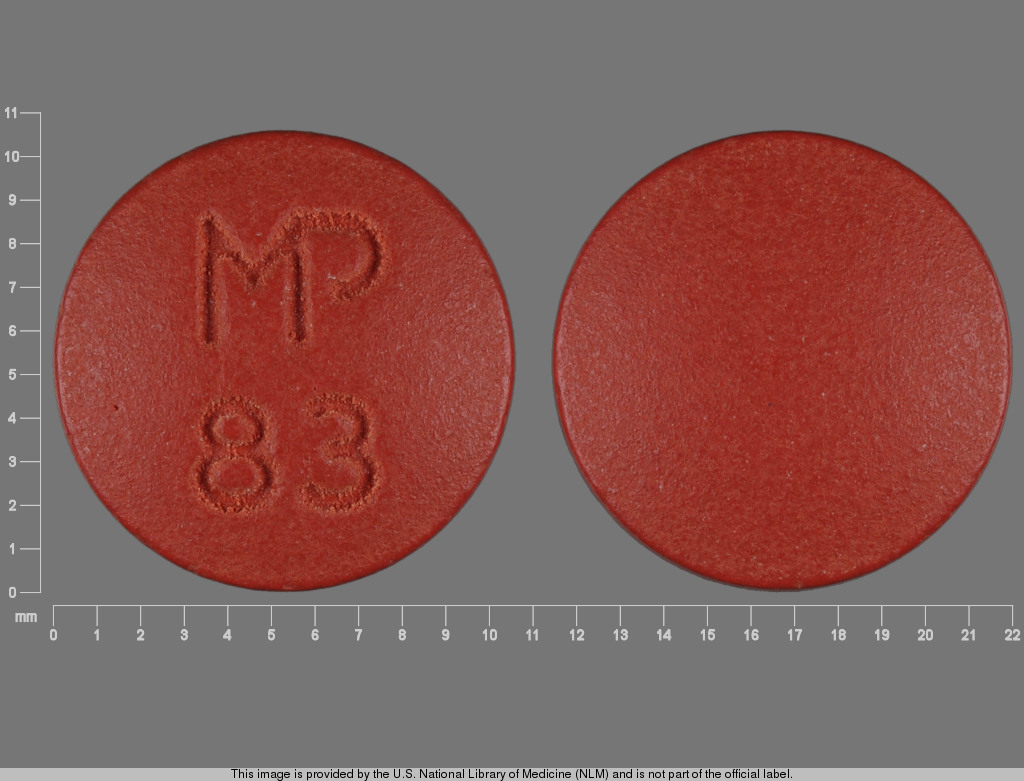 Brown Round pill with imprint MP;83 — Nystatin 500000 unt (view 2)