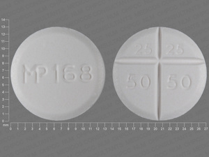 White Round pill with imprint MP;168;25;25;50;50 — Trazodone hydrochloride Trazodone hydrochloride 150 mg; (view 2)