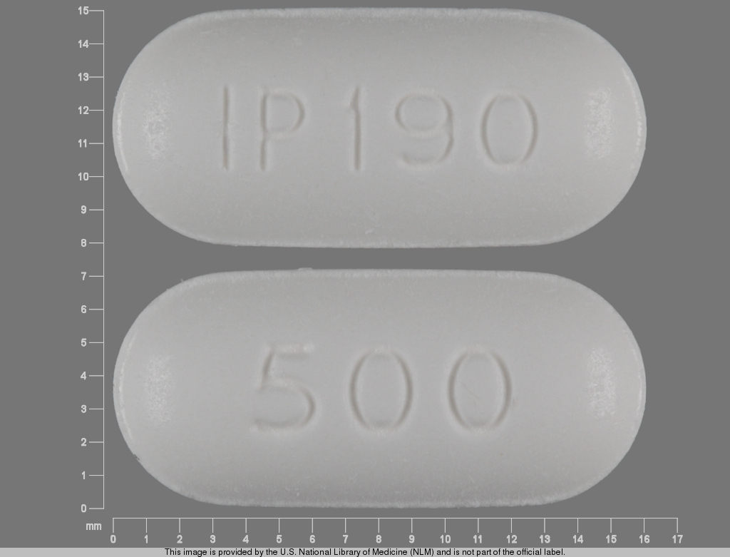 White Capsule pill with imprint IP190;500 — Naproxen Naproxen 500 mg; (view 3)