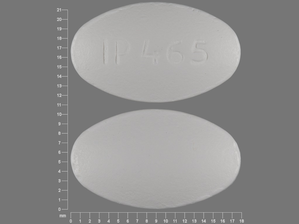 White Oval pill with imprint IP;465 — Ibuprofen Ibuprofen 600 mg; (view 4)