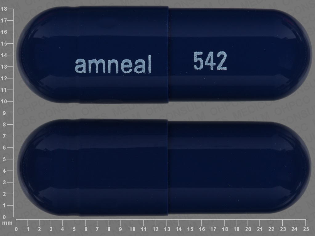 Blue Capsule pill with imprint amneal;542 — Potassium chloride 10 meq (view 2)