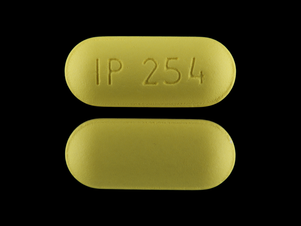 Yellow Capsule pill with imprint IP;254 — Ranitidine Ranitidine hydrochloride 300 mg; (view 2)