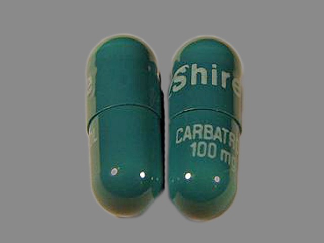 Gray;green Capsule pill with imprint shire — Carbatrol Carbamazepine 200 mg; (view 3)