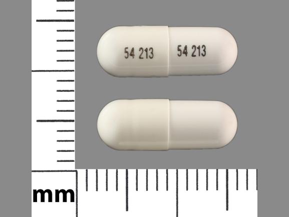 White Capsule pill with imprint 54;213 — Lithium carbonate Lithium carbonate 150 mg; (view 6)