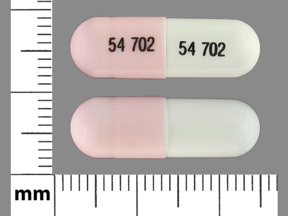 White Capsule pill with imprint 54;702 — Lithium carbonate Lithium carbonate 600 mg; (view 2)