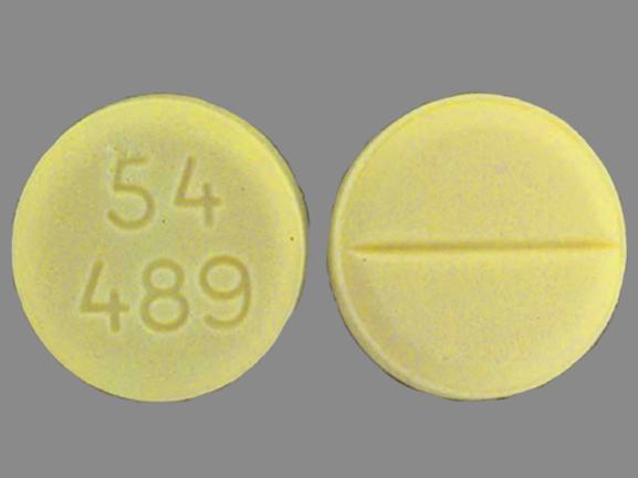 Yellow Round pill with imprint 54;489 — Dexamethasone Dexamethasone 1 mg; (view 9)