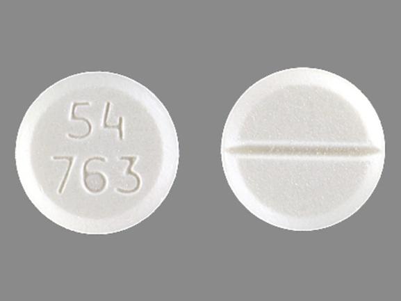 White Round pill with imprint 54;763 — Megestrol acetate Megestrol acetate 20 mg; (view 6)
