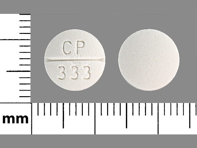 White Round pill with imprint CP;333 — Hydrocortisone 20 mg (view 2)