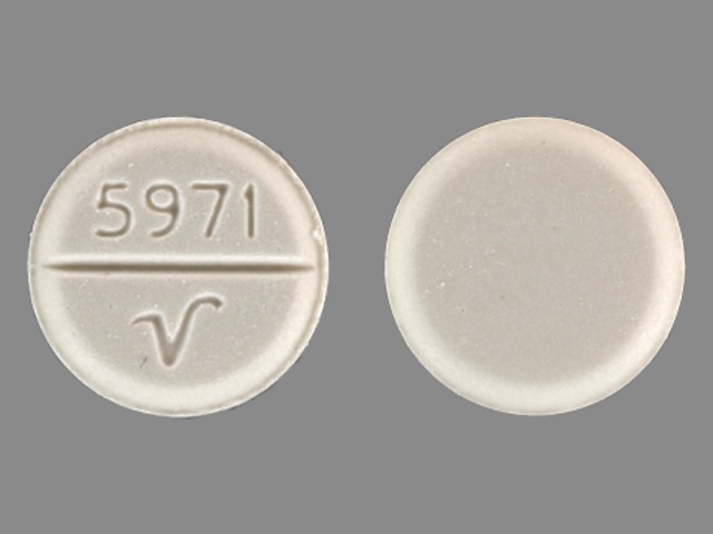 White Round pill with imprint 5971;V — Trihexyphenidyl hydrochloride Trihexyphenidyl hydrochloride 2 mg; (view 2)