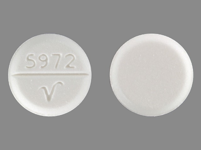 White Round pill with imprint 5972;V — Trihexyphenidyl hydrochloride Trihexyphenidyl hydrochloride 5 mg; (view 2)