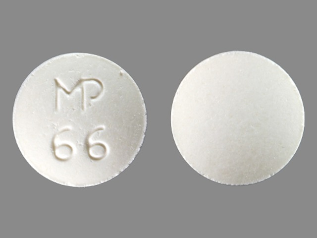 White Round pill with imprint MP;66 — Quinidine gluconate Quinidine gluconate 324 mg; (view 2)