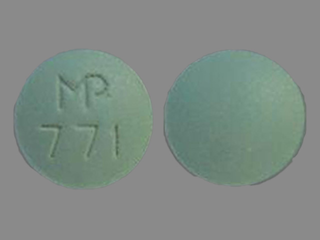 Green Round pill with imprint MP;771 — Felodipine 2.5 mg (view 2)