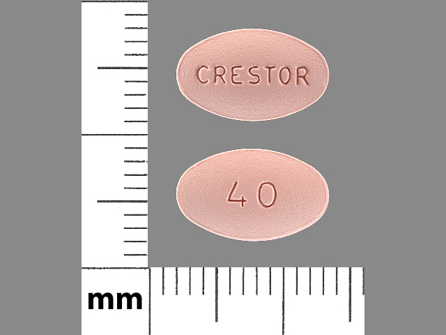Pink Round pill with imprint 40;crestor — Crestor Rosuvastatin calcium 40 mg; (view 3)