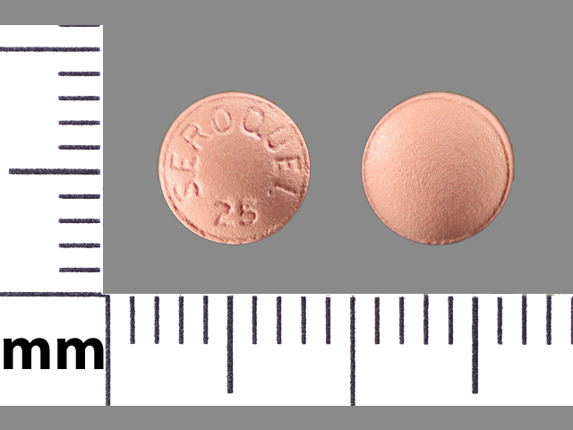 Pink Round pill with imprint SEROQUEL;25 — Seroquel Quetiapine fumarate 25 mg; (view 3)