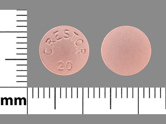 Pink Round pill with imprint 20;crestor — Crestor Rosuvastatin calcium 20 mg; (view 2)