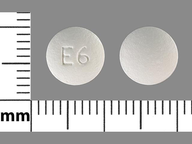 White Round pill with imprint E6 — Ethambutol hydrochloride Ethambutol hydrochloride 100 mg; (view 2)