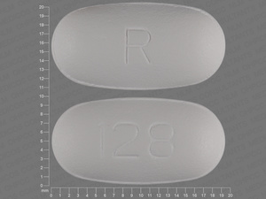 White Capsule pill with imprint R;128 — Ciprofloxacin Ciprofloxacin hydrochloride 750 mg; (view 2)