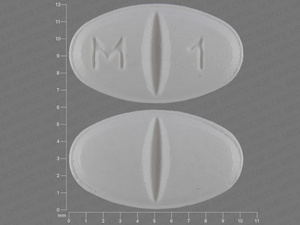 White Oval pill with imprint M;1 — Metoprolol succinate Metoprolol succinate 25 mg; (view 3)