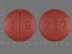 Brown Round pill with imprint I;G;267 — Quinapril Quinapril hydrochloride 5 mg; (view 2)