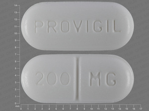 White Oval pill with imprint PROVIGIL;200;MG — Modafinil Modafinil 200 mg; (view 4)