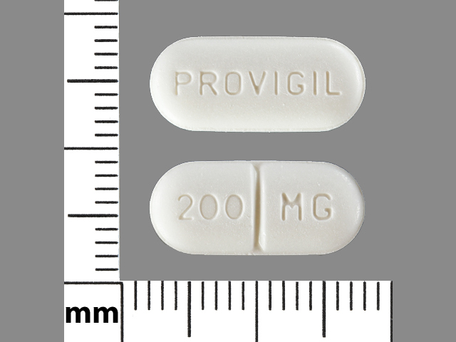 White Oval pill with imprint PROVIGIL;200;MG — Modafinil Modafinil 200 mg; (view 3)