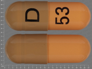 Green;orange Capsule pill with imprint D;53 — Tamsulosin hydrochloride Tamsulosin hydrochloride 0.4 mg; (view 3)