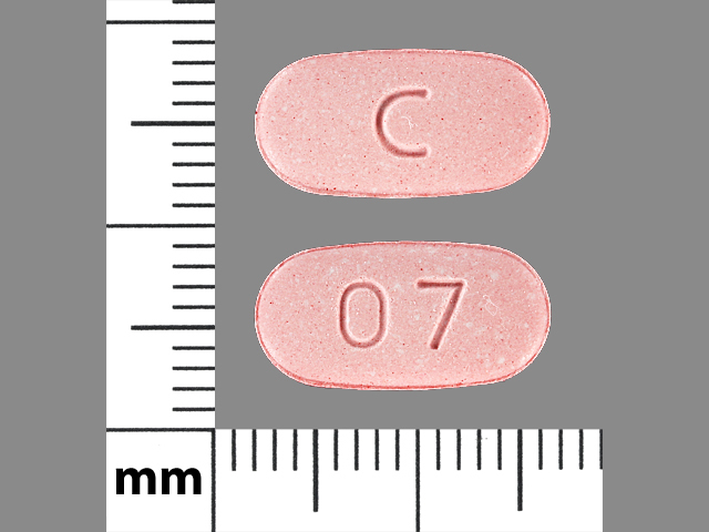 Pink Capsule pill with imprint C;07 — Fluconazole Fluconazole 200 mg; (view 3)