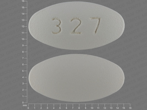White Oval pill with imprint 327 — Ticlopidine hydrochloride Ticlopidine hydrochloride 250 mg; (view 2)