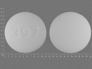 White Round pill with imprint 397 — Metformin hydrochloride Metformin hydrochloride 500 mg; (view 2)